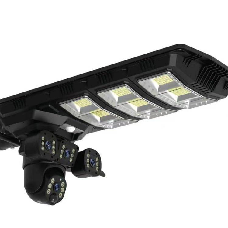 AHUJA International SIM GSM 3 Real Solar CCTV Street Light 15MP 4-Camera 4G Security 90W Solar Light Human Detection Night Vision 360° Rotation V380 Pro App IP66  2-Year Warranty