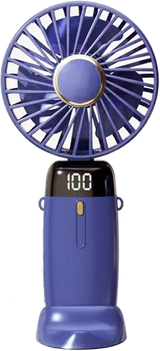 AHUJA INTERNATIONAL Modern Mini Small Fan 3 in 1 Portable USB Rechargeable 5 Speed 6 hours with Display, 90° Foldable Fan For Personal Hand,Neck,Pocket & Desk, Makeup Women Fan Blue , Pack o