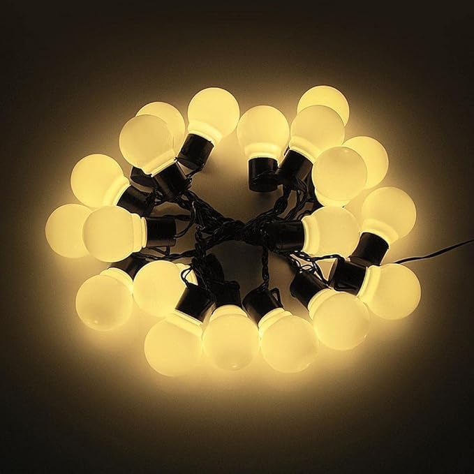 AHUJA INTERNATIONAL Outdoor Patio Lights, Waterproof, Bulb Holder Lights Connectable Hanging Light for (5 Metre 10 Milky Bulbs (Non Detachable) Backyard, Patio, Balcony, Party Decor Patio Li