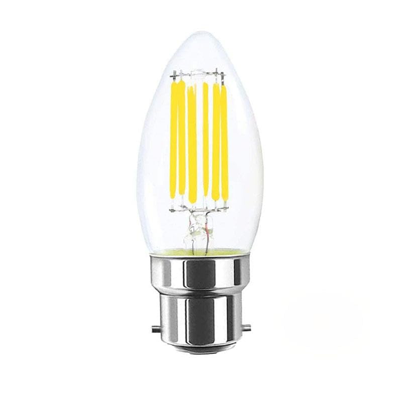 AHUJA INTERNATIONAL Antique Retro B22 Candle Dimmable Vintage Edison Light Bulb 6W Bulb Base B22 for Chandelier,decorative, jhummar, Cafe Lights Bulb Clear Glass ,Warm & Yellow Pack of 1