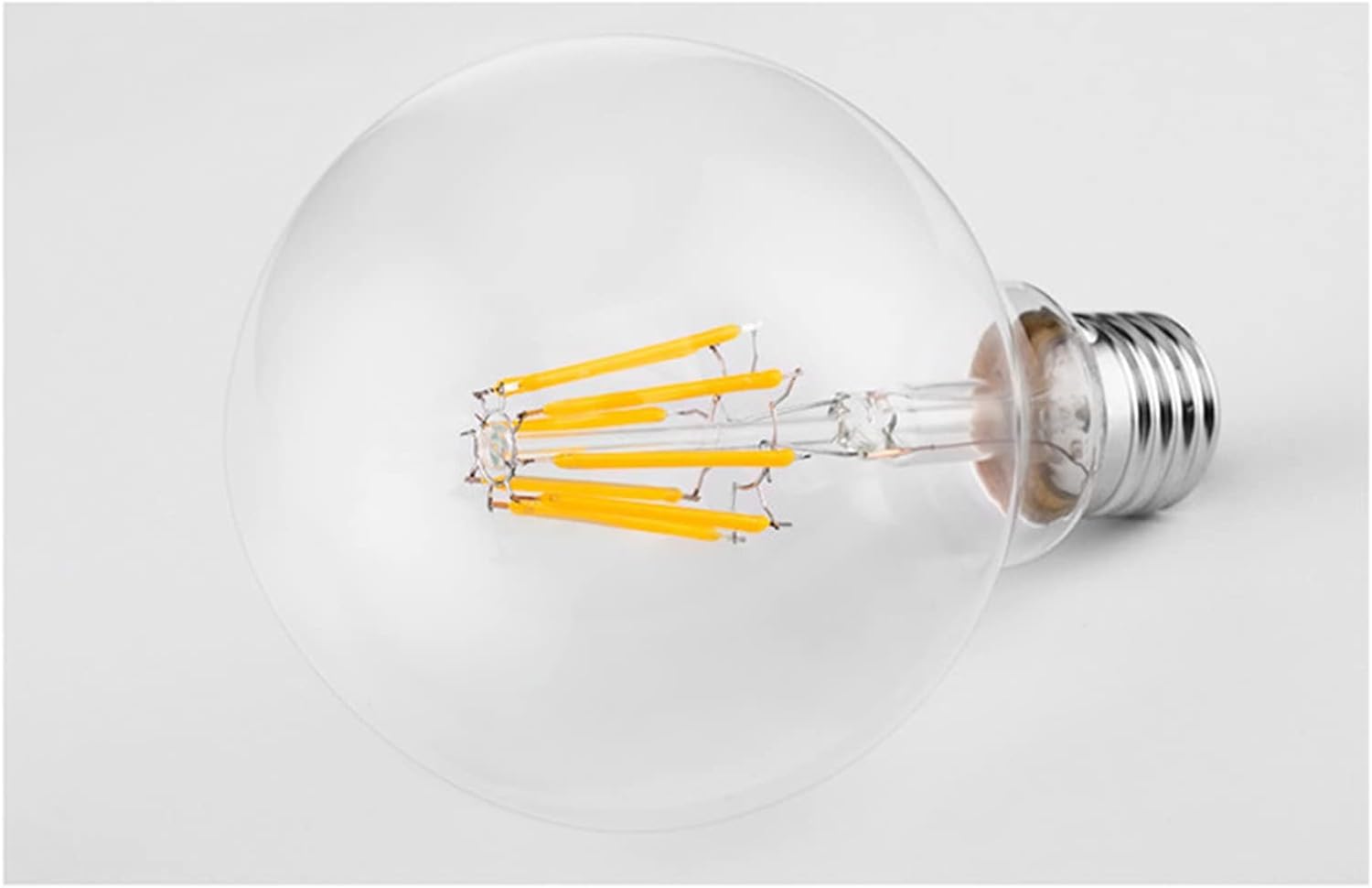 AHUJA INTERNATIONAL Antique Filament G95 Dimmable Vintage Round Shape Bulb 6 Watts Bulb Base E27 for Indoor,Outdoor Patio, Bar, Cafe Decorative Light Bulb Clear Glass ,Warm & Yellow Pack of