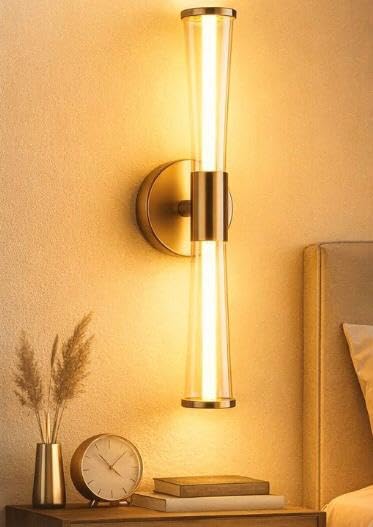 AHUJA INTERNATIONAL Modern Stylish Luxurious Sleek Long Tube Wall Light 18W Brushed Gold Finish Fixture for Bedside, Hallways, Hotel Room Wall Light 500 MM ,Warm White, Cool White, Natural W