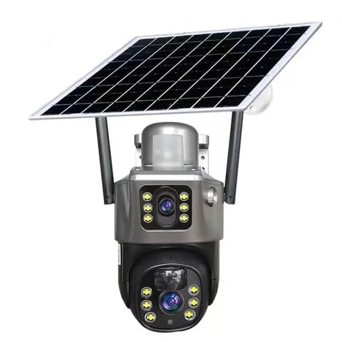 AHUJA INTERNATIONAL WiFi Dual Solar CCTV Camera 5MP+5MP 360° PTZ Wireless Security Camera with Solar Panel & 10000mAh Night Vision, Human Detection, 2-Way Audio, V380 Pro App, IP66 SD Card S
