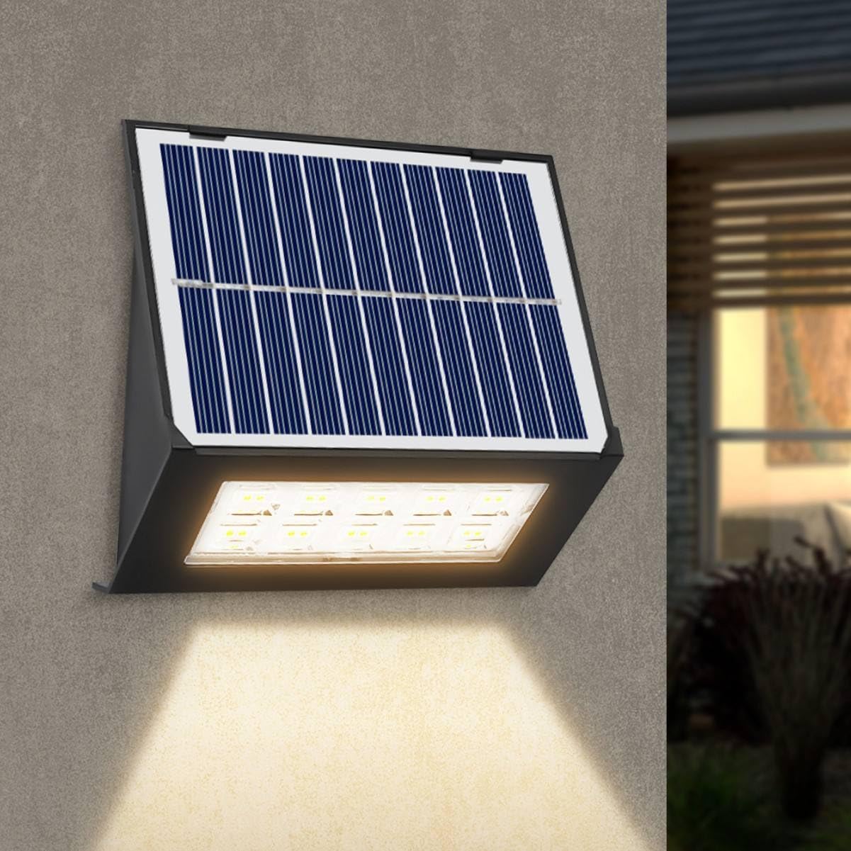 Ahuja International Modern Aesthetics Solar Square Fence up and Down Wall Lamp 5W Solar Powered Decorative for Outdoor IP65 Waterproof Garden Pathway Yard Patio Backyard Light Warm & Cool Wh