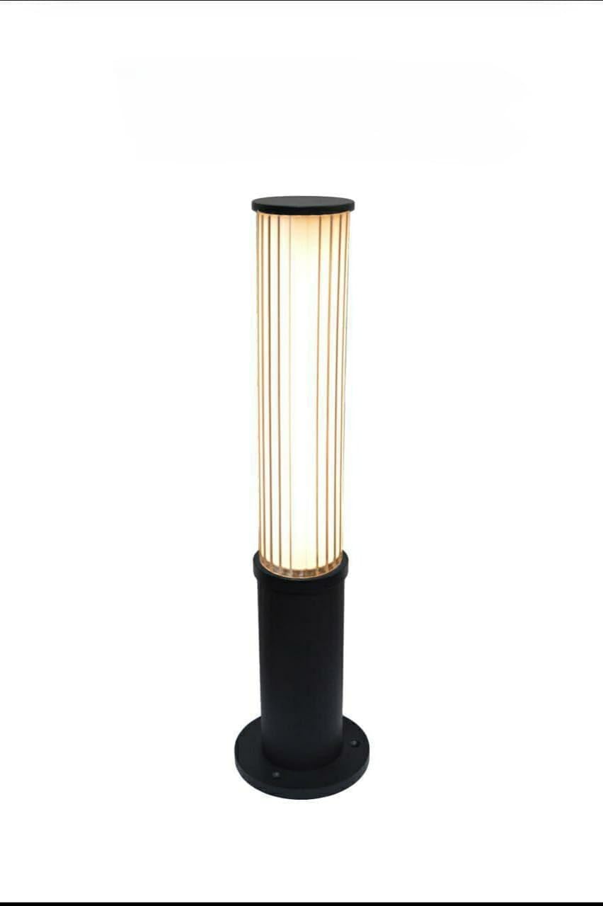 AHUJA INTERNATIONAL Modern Bollard Garden Light 18W Cylindrical Shape Black Body Outdoor Light Fixture for Outdoor Pathways, Lawns, Entrances, Driveways, and Landscape Light Warm White