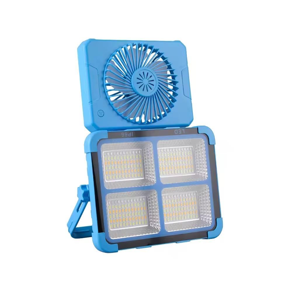 AHUJA INTERNATIONAL Solar Camping Light USB Rechargeable Waterproof Outdoor Emergency Lighting Portable Dimmable 5 Modes Flood Light With Fan Light