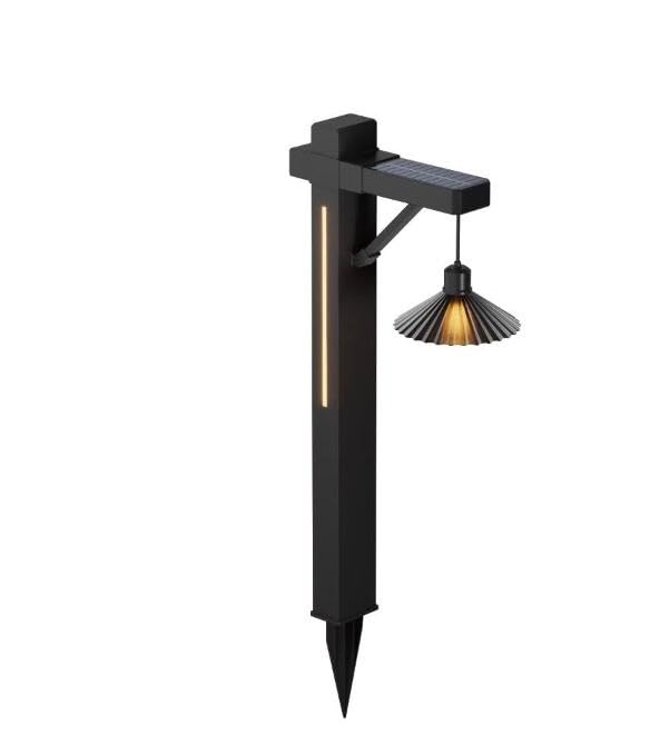AHUJA INTERNATIONAL Solar Bollard Crown Solar Light Vintage Solar Pathway Lights Waterproof Lantern Inspired Design Black Garden Light