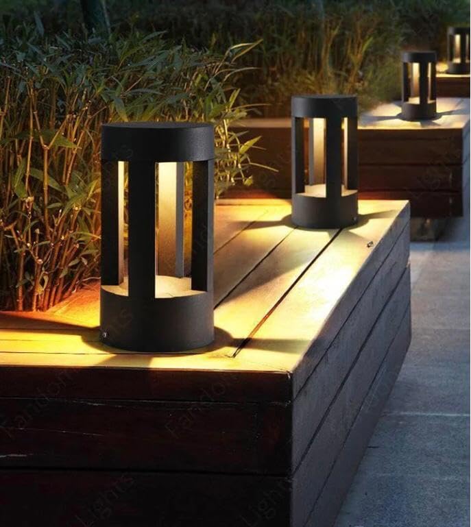 AHUJA INTERNATIONAL Mini Garden Bollard Light 12w Outdoor Modern Black Bollard Garden Light for Pathways, Driveway, IP65 Waterproof - Warm White