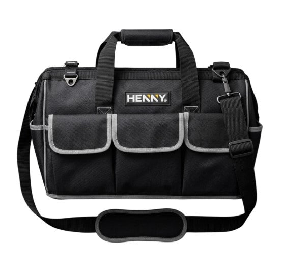 HENNY BAGS Heavy Duty Tool Bag 18-Inch, 16-Pocket Premium Urban CORD Professional Storage Organizer, Large Zipper, Strong, Electrician Technician, Industrial, Multipurpose Waterproof Tool Ba