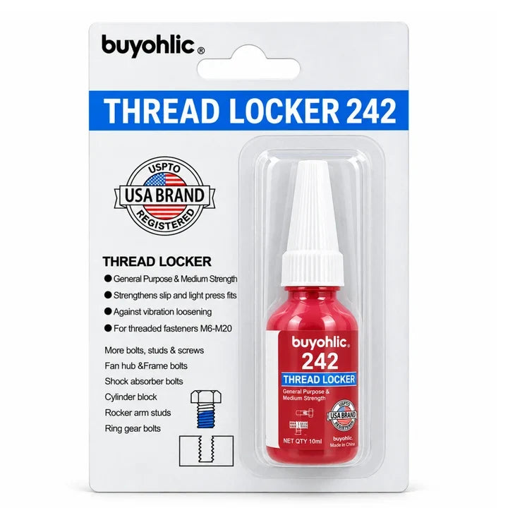 Thread Locker Red Medium Strength General Purposes Removable Thread Lock Glue for Nuts, Bolts, & Fasteners, Screw Glue to Prevent Loosening & Corrosion