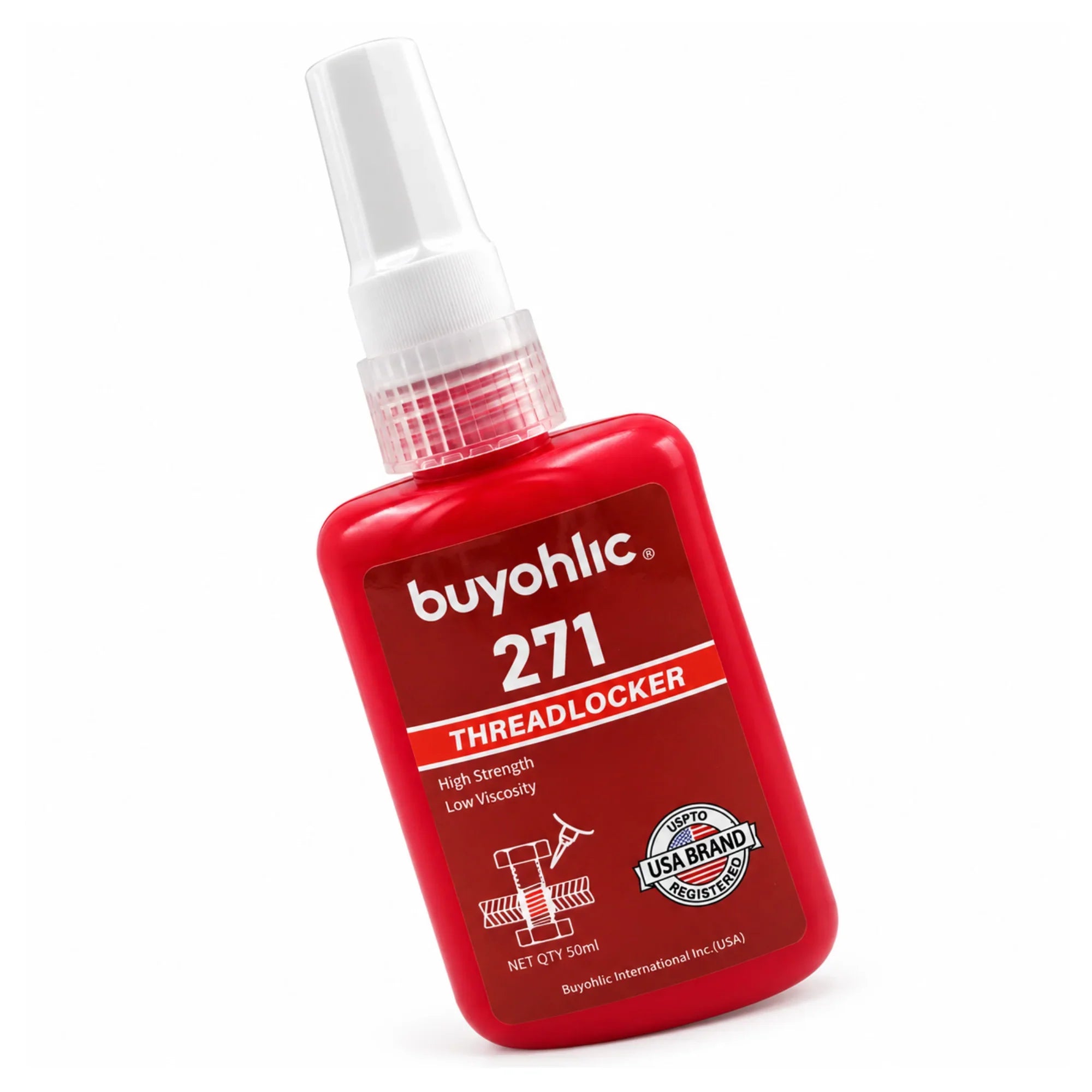 Thread Locker Red Removable Thread Lock Glue for Nuts, Bolts, & Fasteners, High Strength Low Viscosity Screw Glue to Prevent Loosening & Corrosion
