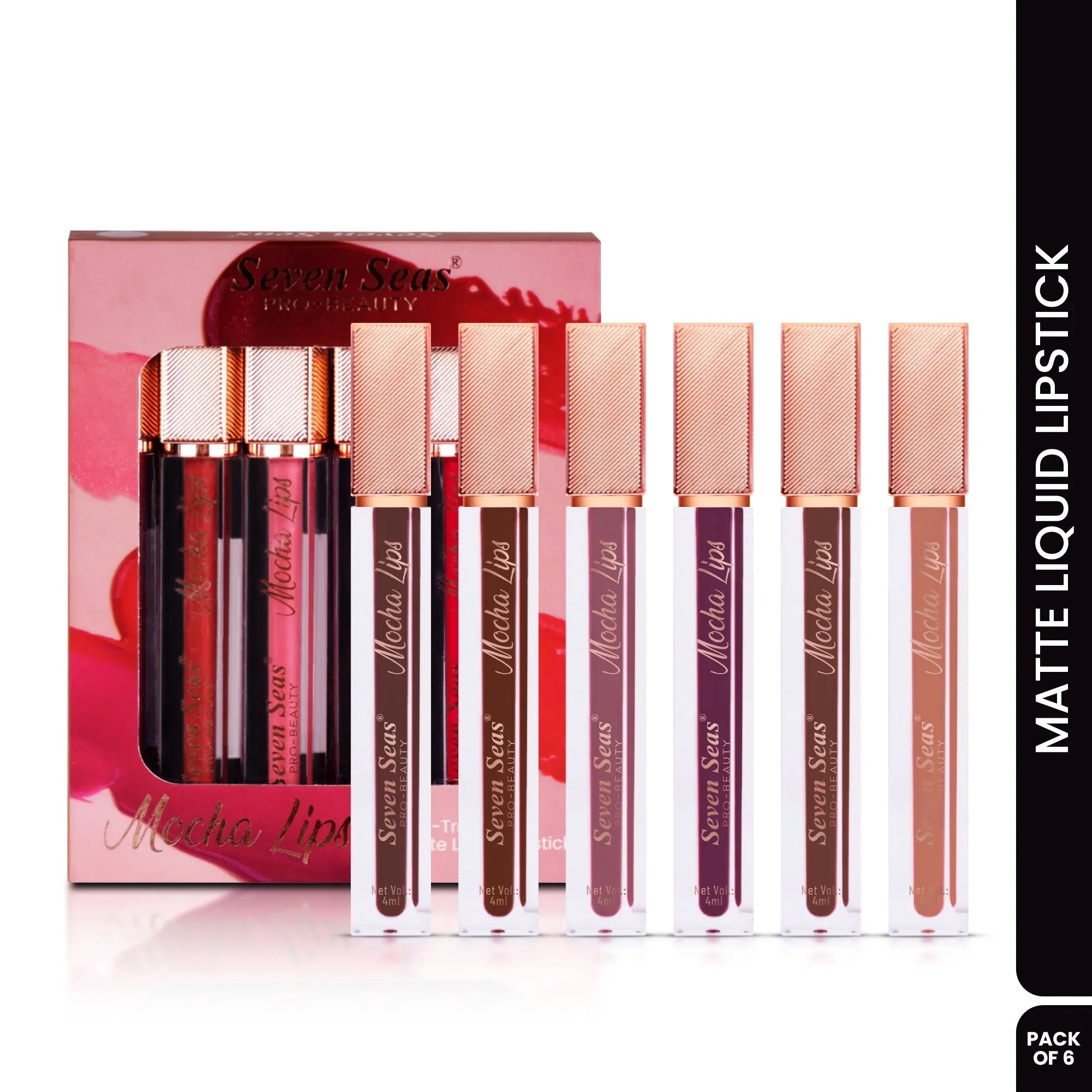Mocha Lips Matte Liquid Lipstick | Pack of 6