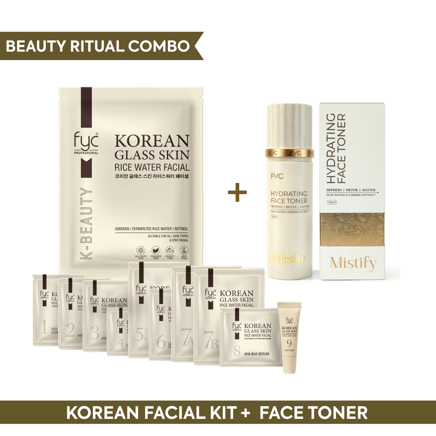 Korean Facial Kit + Face Toner | Fresh & Plump Combo